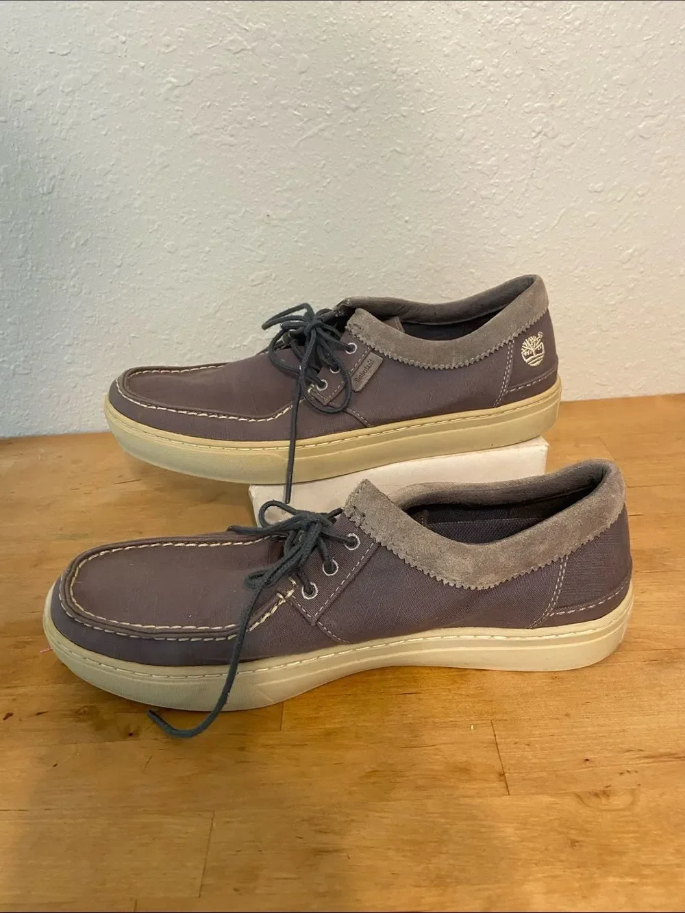 Timberland Earthkeepers Gray Canvas Boat Shoes Size 8.5